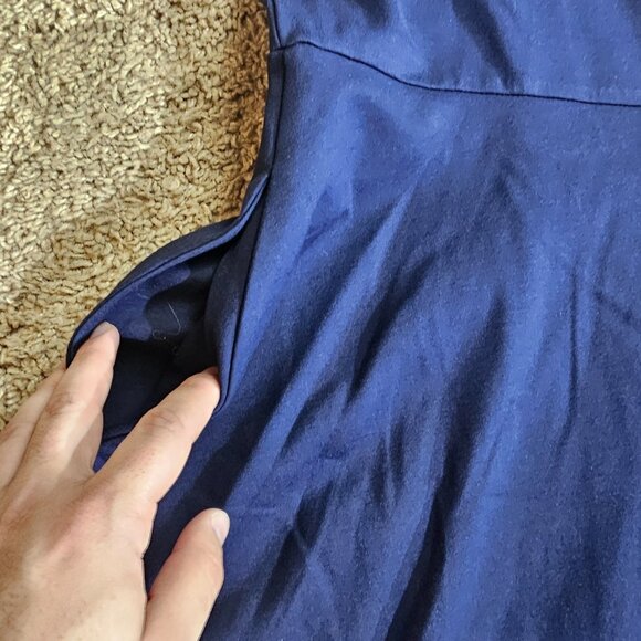 NWT City Chic Dress Womens XL 22 Navy Fit & Flare Midi Classic Sleeve Pockets - Picture 9 of 14